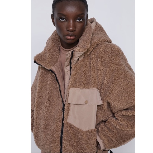 Bebörtönzés tölgyfa Kiváltságos zara contrasting fleece jacket